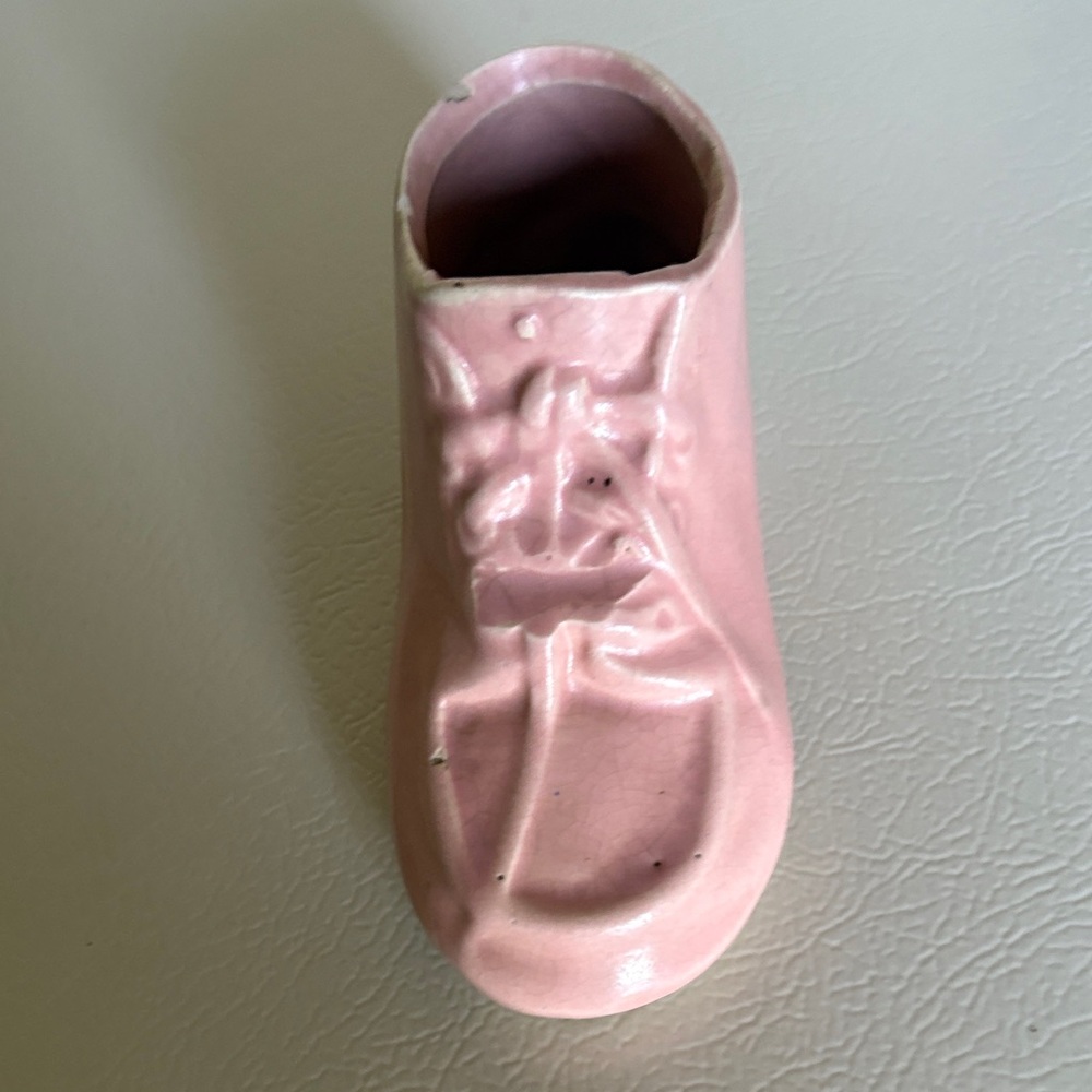 Vintage McCoy 1940’s Pink Ceramic Shoe Home Accent